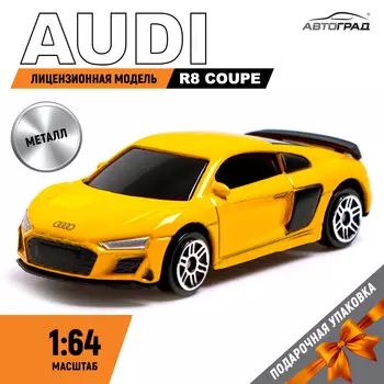 Машина металлическая audi r8 coupe, 1:64, цвет желтый