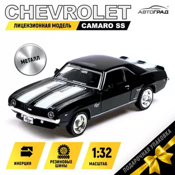 Машина металлическая chevrolet camaro ss, 1:32, открываются двери, инерция, цвет черный