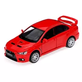 Машина металлическая mitsubishi lancer, открываются двери, капот, багажник, инерция, цвет красный