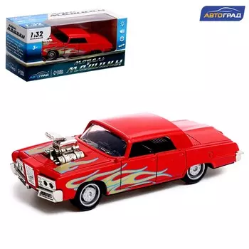 Машина металлическая muscle car, масштаб 1:32, свет и звук, инерция, цвет красный