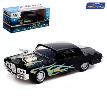 Машинка металлическая muscle car, масштаб 1:32, свет и звук, инерция, цвет черный
