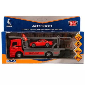 Машина металлическая с функциями "свет" или "звук" KAMAZ, Технопарк KAMTRANSP-20SL-RDGY