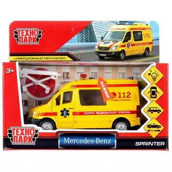 Машина металлическая с функциями "свет" или "звук" MERCEDES-BENZ, Технопарк SPRINTERVAN-14SLAMB-YE