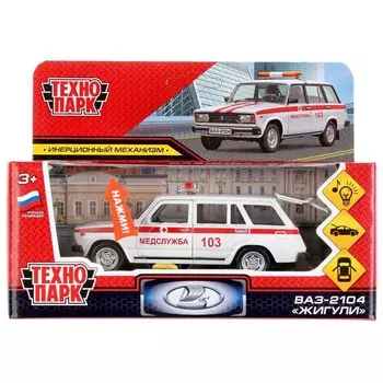 Машина металлическая с функциями "свет" или "звук" Технопарк 2104-12SLAMB-WH