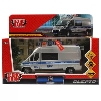 Машина металлическая с функциями "свет" или "звук" FIAT, Технопарк DUCATO-14SLPOL-SR