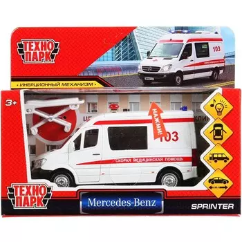 Машина металлическая с функциями "свет" или "звук" Mercedes-benz, Технопарк SPRINTERVAN-14SLAMB-WH