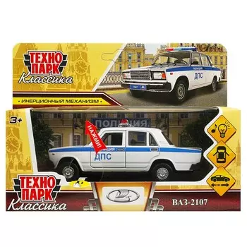 Машина металлическая с функциями "свет" или "звук" Технопарк 2107-12SLPOL-WH