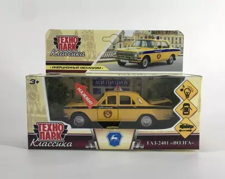 Машина металлическая с функциями "свет" или "звук" Технопарк 2401-12SLPOL-YE