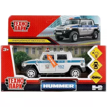 Машина металлическая с функциями "свет" или "звук" HUMMER, Технопарк HUM2PICKUP-12SLPOL-SR