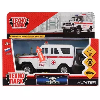 Машина металлическая с функциями "свет" или "звук" UAZ, Технопарк HUNTER-AMB-SL
