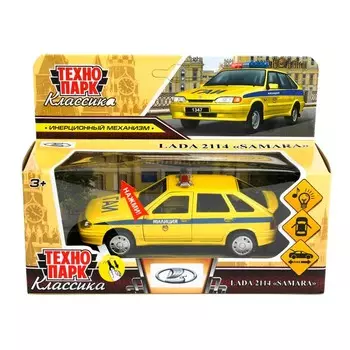 Машина металлическая с функциями "свет" или "звук" Технопарк 2114-12-SLPOL-YE