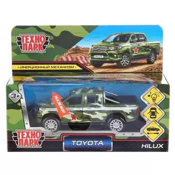 Машина металлическая с функциями "свет" или "звук" TOYOTA, Технопарк HILUX-12SLMIL-GN