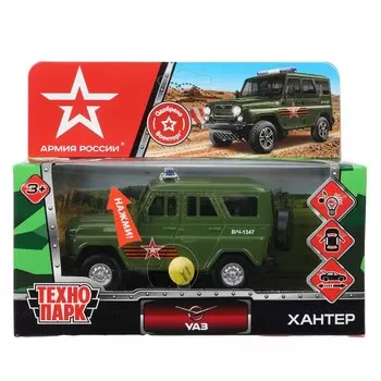 Машина металлическая с функциями "свет" или "звук" UAZ, Технопарк HUNTER-12SLARR-GN
