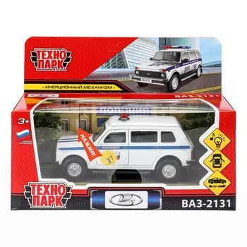 Машина металлическая с функциями "свет" или "звук" LADA, Технопарк LADA4X42131-13SLPOL-WH