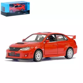 Машина металлическая subaru wrx sti, 1:32, инерция, цвет красный