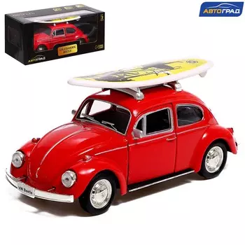 Машина металлическая volkswagen beetle 1967, 1:32, открываются двери, инерция, цвет красный