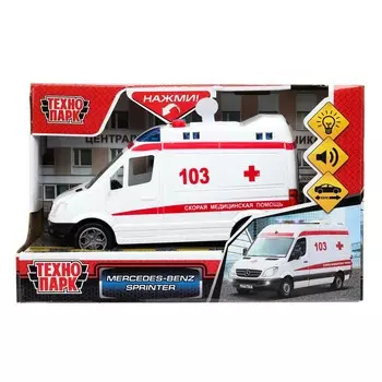 Машина на батарейках MERCEDES-BENZ, Технопарк SPRINTERVAN-15PLAMB-WH