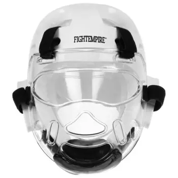 Маска защитная на шлем для тхэквондо fight empire, на липучках, размер s/m, прозрачная