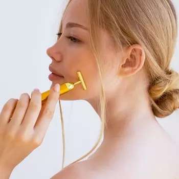 Массажер для лица luazon lem-01, 1хаа (не в комплекте), бархатный мешочек, золотистый