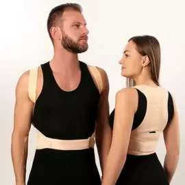 Массажер-фиксатор для осанки и поясницы, на фастексах, размер s/m, цвет бежевый