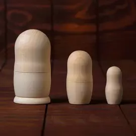 Матрешка 3 в 1, неокрашенная