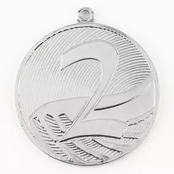 Медаль призовая 001 диам 5см. 2 место. цвет сер. без ленты