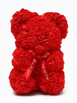 Медведь из красных роз