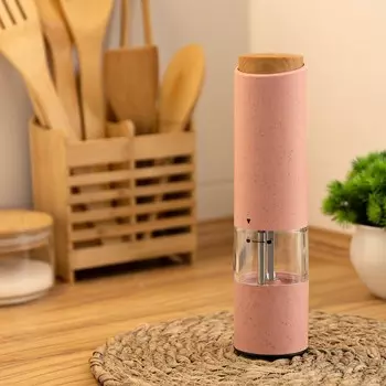 Мельница электрическая luazon let- 003, пластик, от батареек 6хааа, розовая