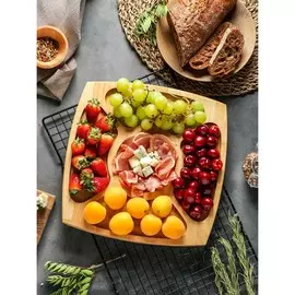 Менажница квадратная доляна, 28×28×1,8 см, 5 секций, берёза