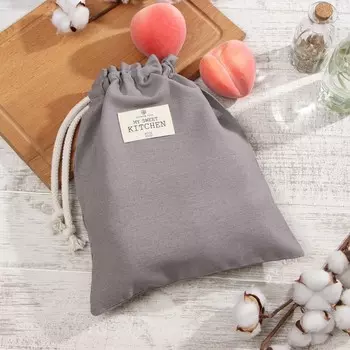 Мешочек текстильный этель eco, серый, 2734 см, 70% хлопок, 30% лен, 190 г/м