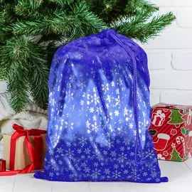 Мешок деда мороза, атлас, цвет синий