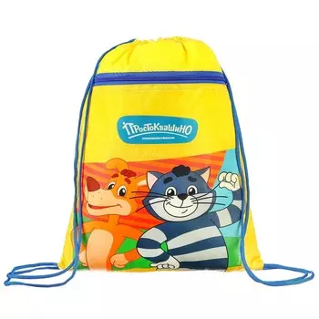 Мешок для обуви с карманом 420*350 мм, союзмультфильм простоквашино (мягкий полиэстер, плотность 210d)