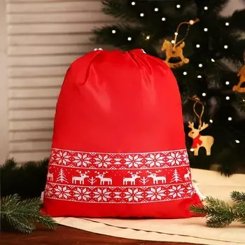 Новый год 2025. новогодний мешок для подарков на шнурке