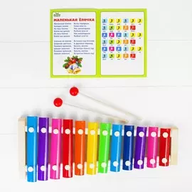 Металлофон музыкальная игрушка, 12 тонов, карточки с песнями