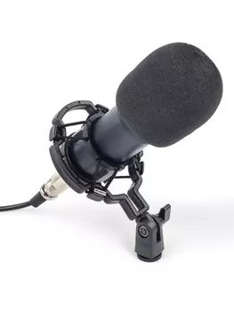 Микрофон конденсаторный music life черный: кабель, ветрозащита, стойка