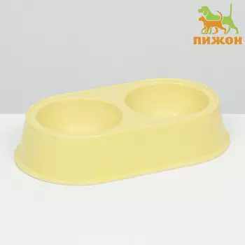 Миска бамбуковая двойная, 23,5 х 13 х 5 см, желтая