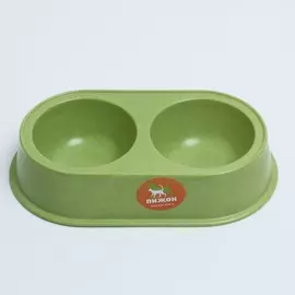 Миска бамбуковая двойная, 23,5 х 13 х 5 см, зеленая