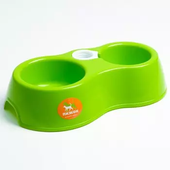 Миска двойная круглая, 27 х 16 х 6,5 см, зеленая