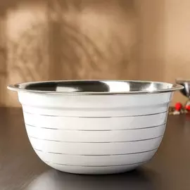 Миска из нержавеющей стали доляна light, 3 л, d=24 см, цвет белый