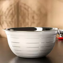 Миска из нержавеющей стали доляна light, 4,5 л, d=26 см, цвет белый