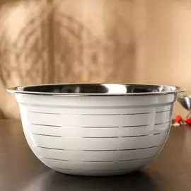 Миска из нержавеющей стали доляна light, 5 л, d=28 см, цвет белый