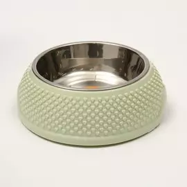 Миска металлическая на пластиковом основании, 18,5 х 18,5 х 6 см, зеленая
