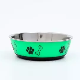 Миска округлая с нескользящим основанием и принтом, 450 мл, зеленая