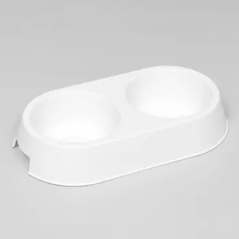 Миска пластиковая двойная 29,5 х 16,5 х 5 см, белая