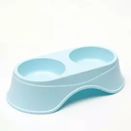 Миска пластиковая двойная 36,5*19*9 см, голубая