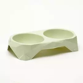 Миска пластиковая двойная, 33 х 16,5 х 6,5 см, зелёная