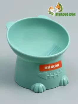 Миска пластиковая на подставке, 13 х 13 х 10 см, бирюзовая