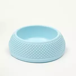 Миска пластиковая округлая с рельефными бортиками 400 мл, 20 х 4,5 см, голубая