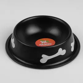 Миска с косточками, железная с нескользящим основанием 15 х 3,5 см, 150 мл, черная