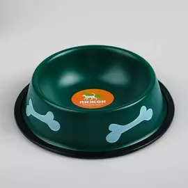 Миска с косточками, железная с нескользящим основанием 15 х 3,5 см, 150 мл, зеленая